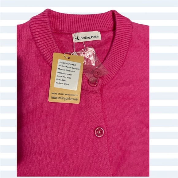 NEW SMILING PINKER Women's Cardigan Sweater Button Down Chunky KnitwearXXXL PINK - Picture 13 of 16